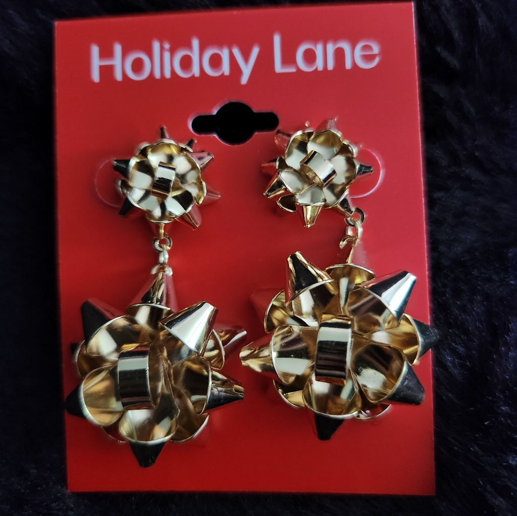Bnwt Holiday Lane Christmas Bow Earrings 16$
